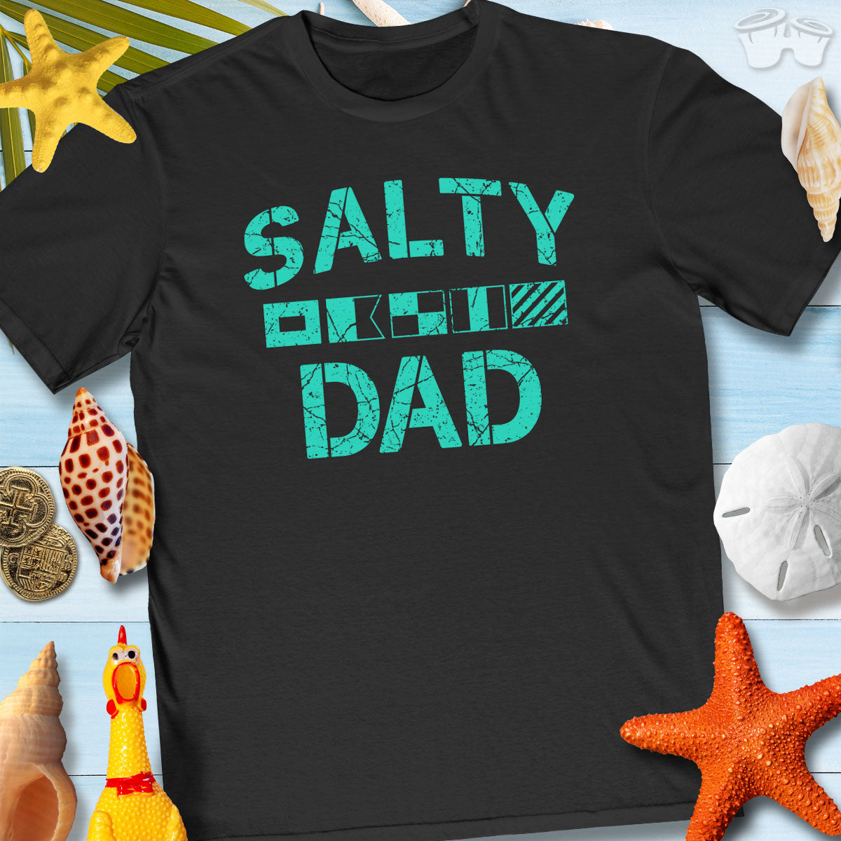 Salty Dad Tee with nautical signal flag design, perfect for Father's Day and casual wear, featuring soft cotton material.