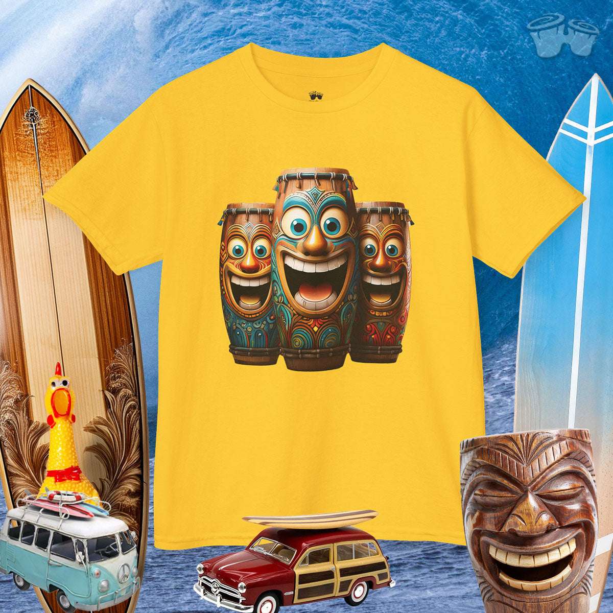 Tiki T | Happy Laughing Tiki Bongo Drums | Kids🪘 T-Shirts