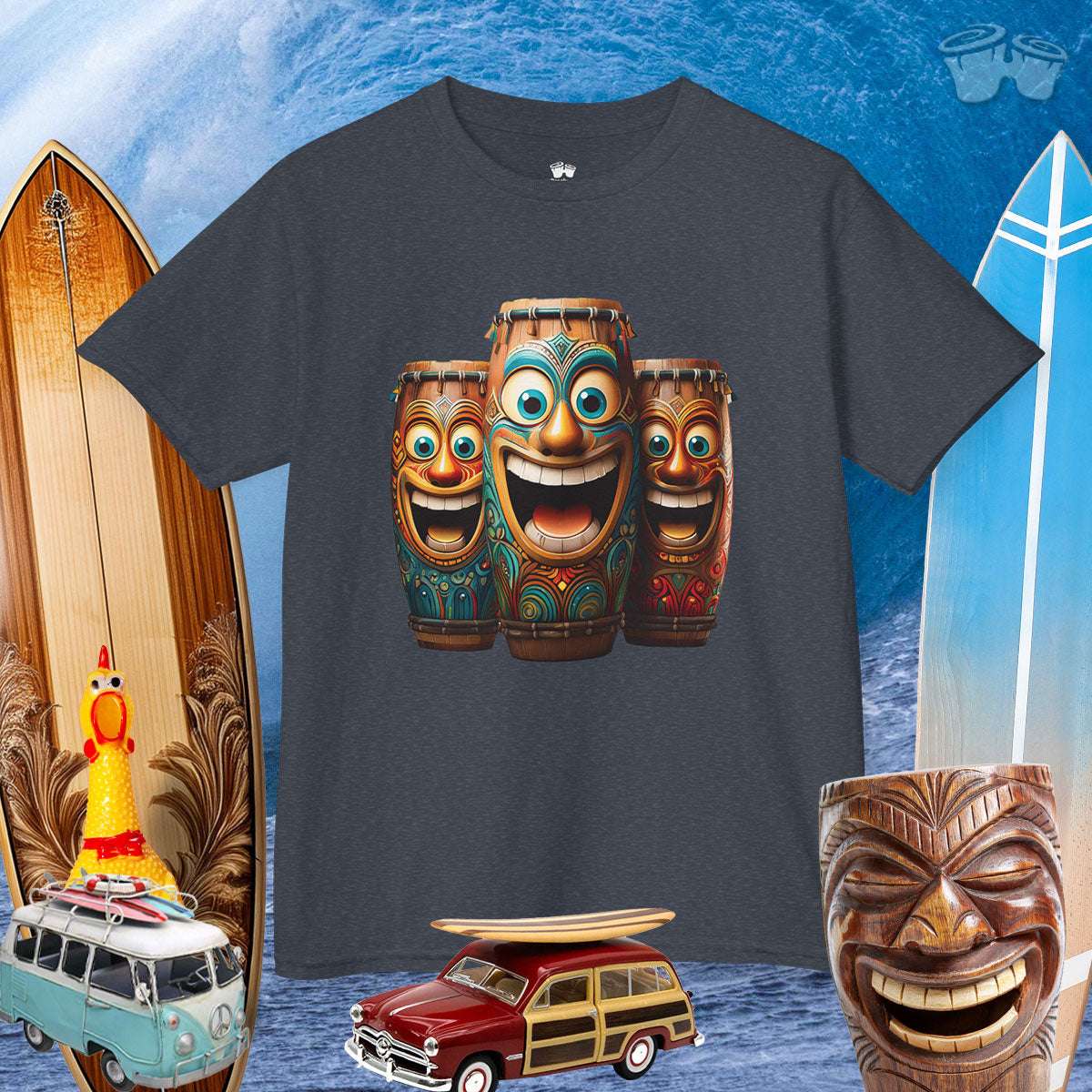Tiki T | Happy Laughing Tiki Bongo Drums | Kids 🪘 T-Shirts