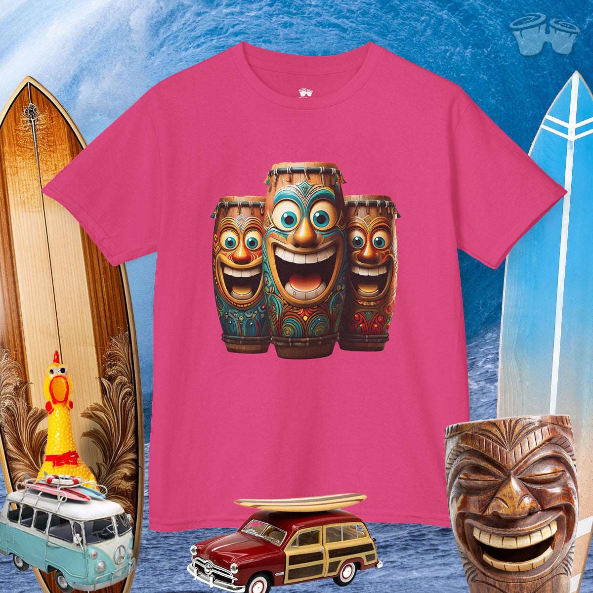 Tiki T | Happy Laughing Tiki Bongo Drums | Kids 🪘 T-Shirts