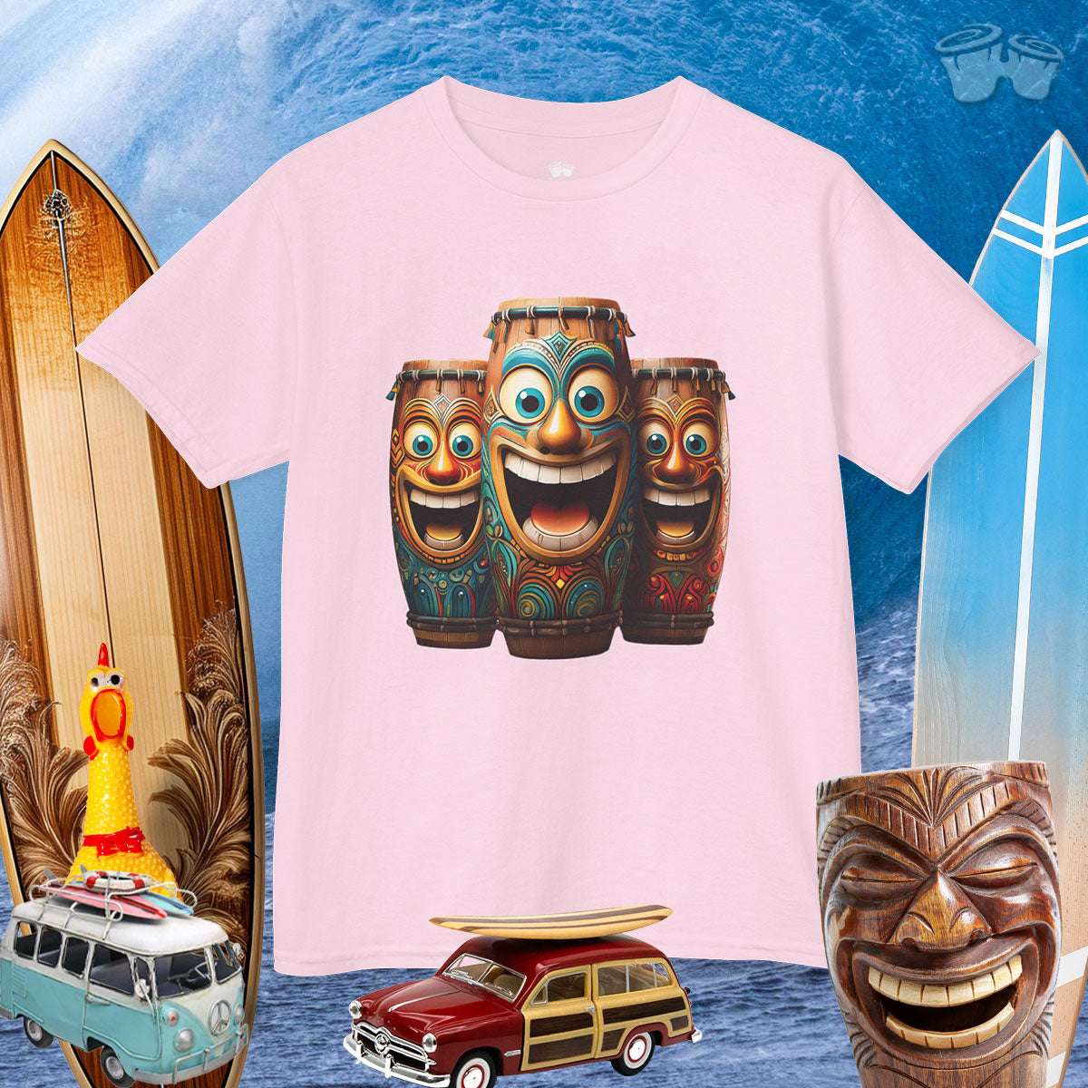 Tiki T | Happy Laughing Tiki Bongo Drums | Kids🪘 T-Shirts