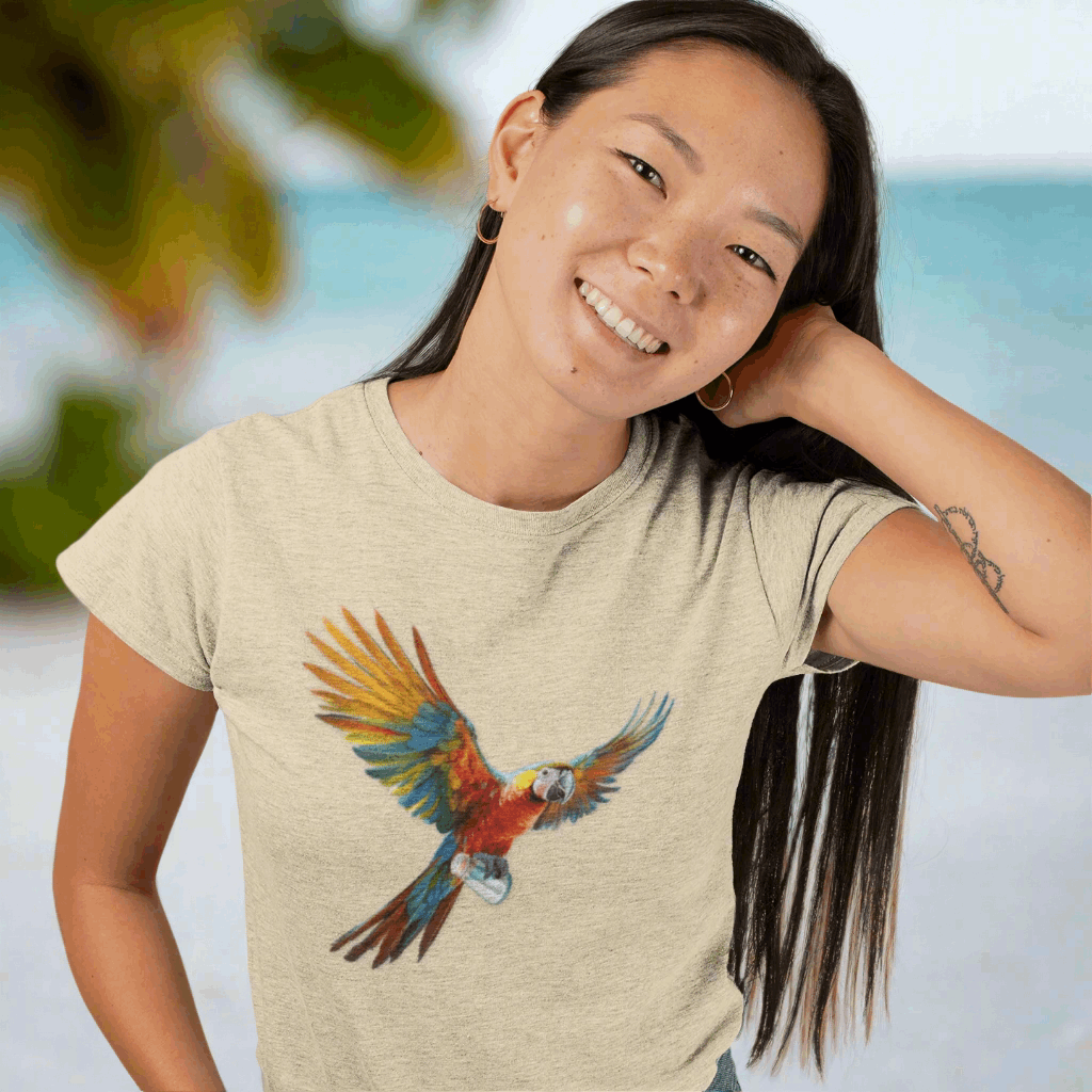 Girl wearing a ParrotHead T-shirt hanging out on a beach in the Florida Keys