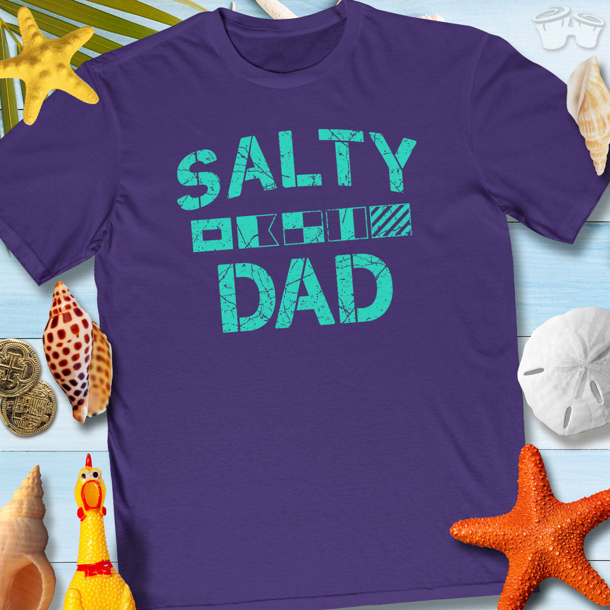 Salty Dad nautical graphic tee, perfect for Father's Day and casual wear, featuring vibrant sea-themed design.