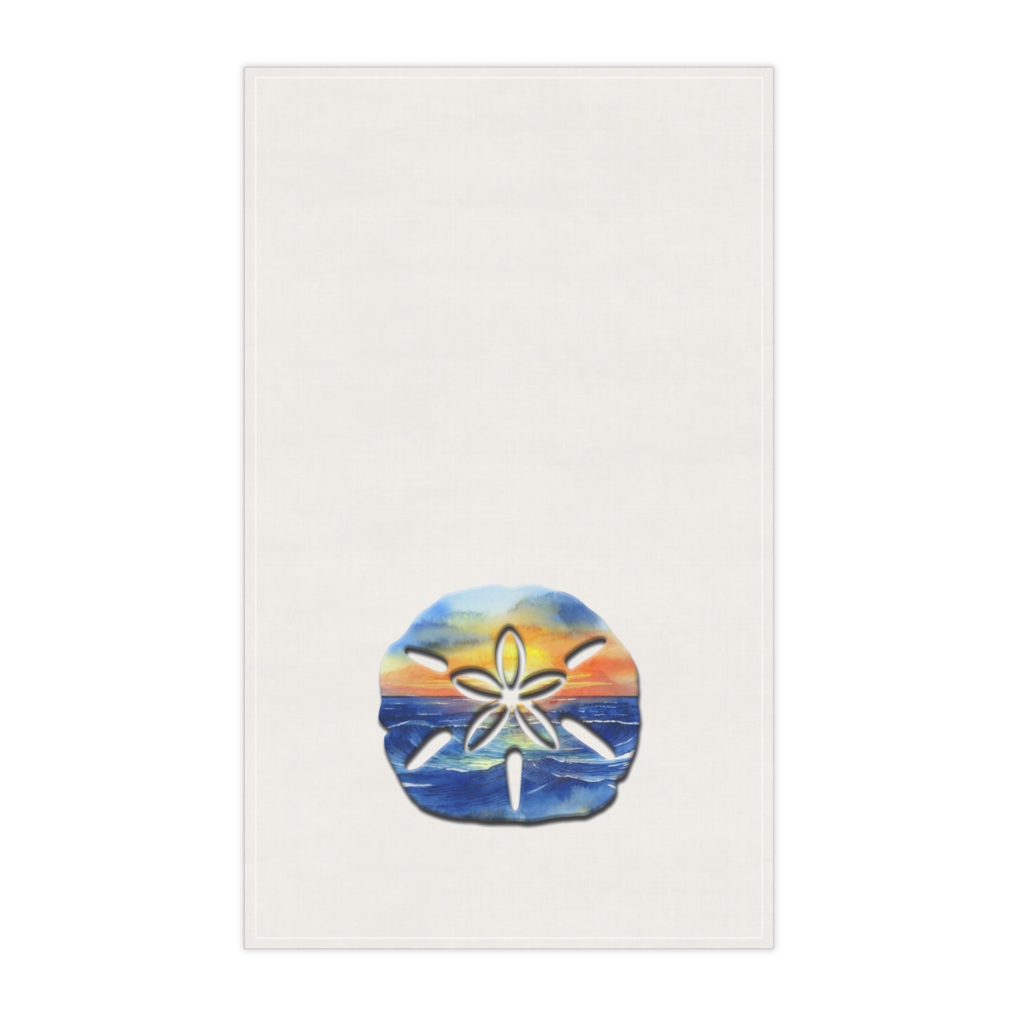 Coastal Decor | Cotton Tea Towel | Painted Sand Dollar Sunset