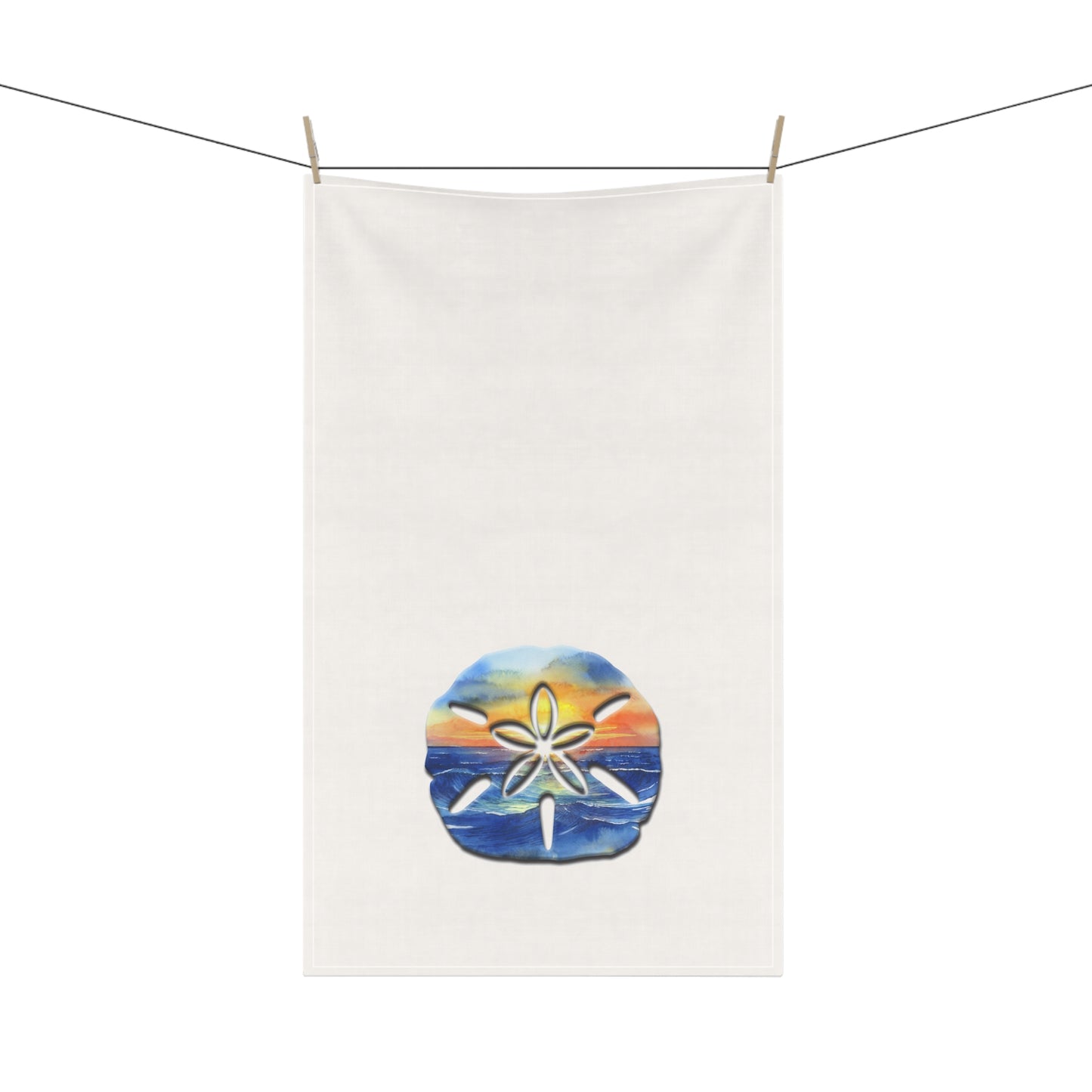 Coastal Decor | Cotton Tea Towel | Painted Sand Dollar Sunset