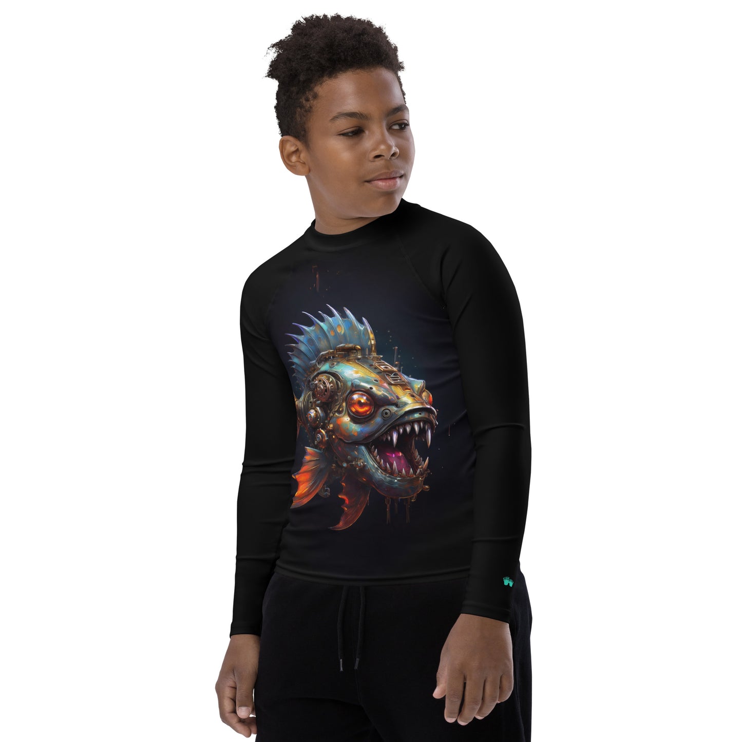 Piranha Fish Is My Pet | Black Rashie | Youth 🤙 Rash Guards & Swim Shirts