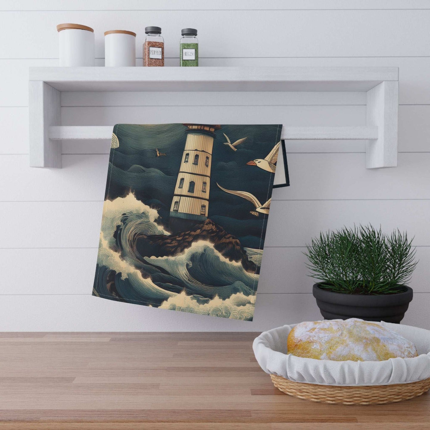 Stormy Lighthouse | Tea Towel | Coastal Decor 🌊