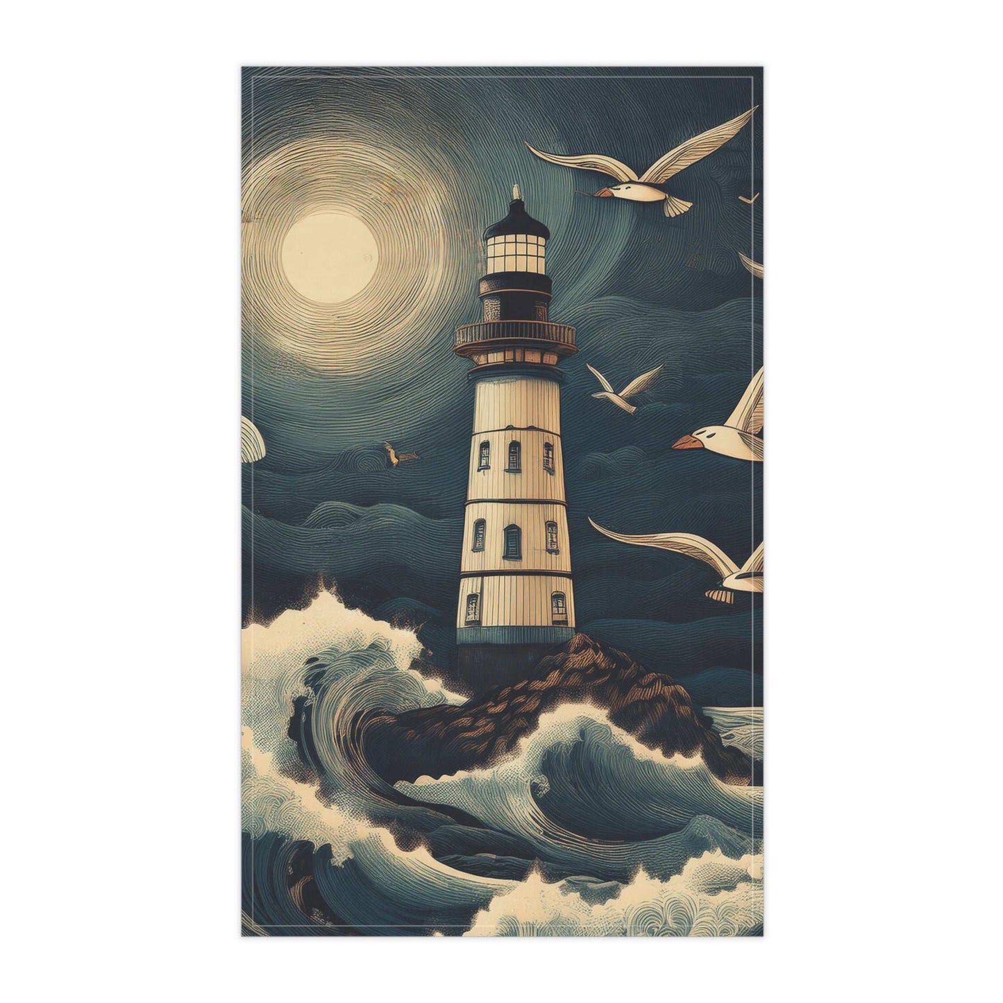 Stormy Lighthouse | Tea Towel | Coastal Decor 🌊