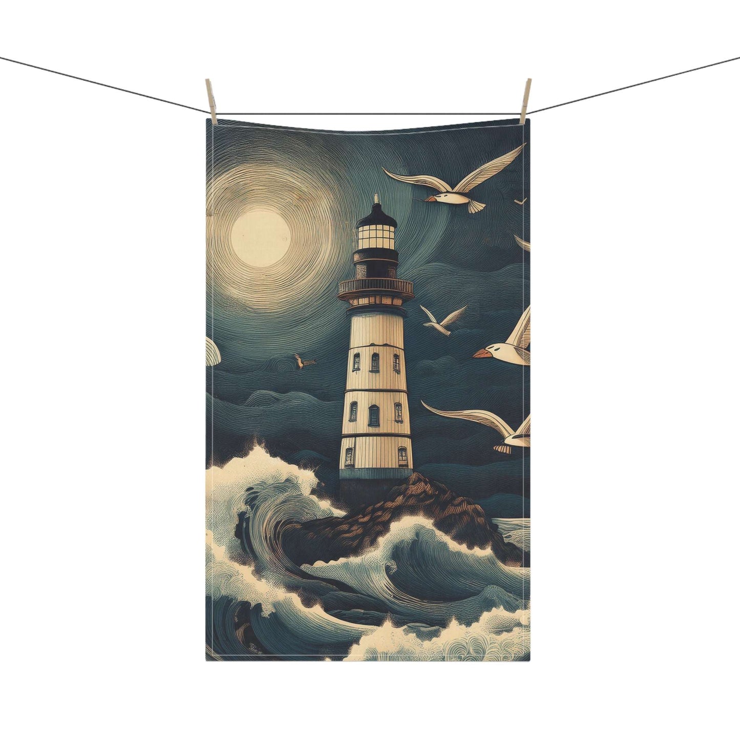Stormy Lighthouse | Tea Towel | Coastal Decor 🌊