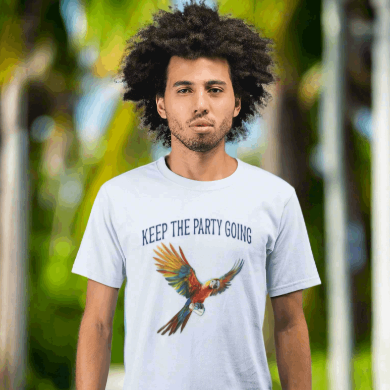 Surfer dude wearing a Parrot Head Tee Shirt hanging out in Key West