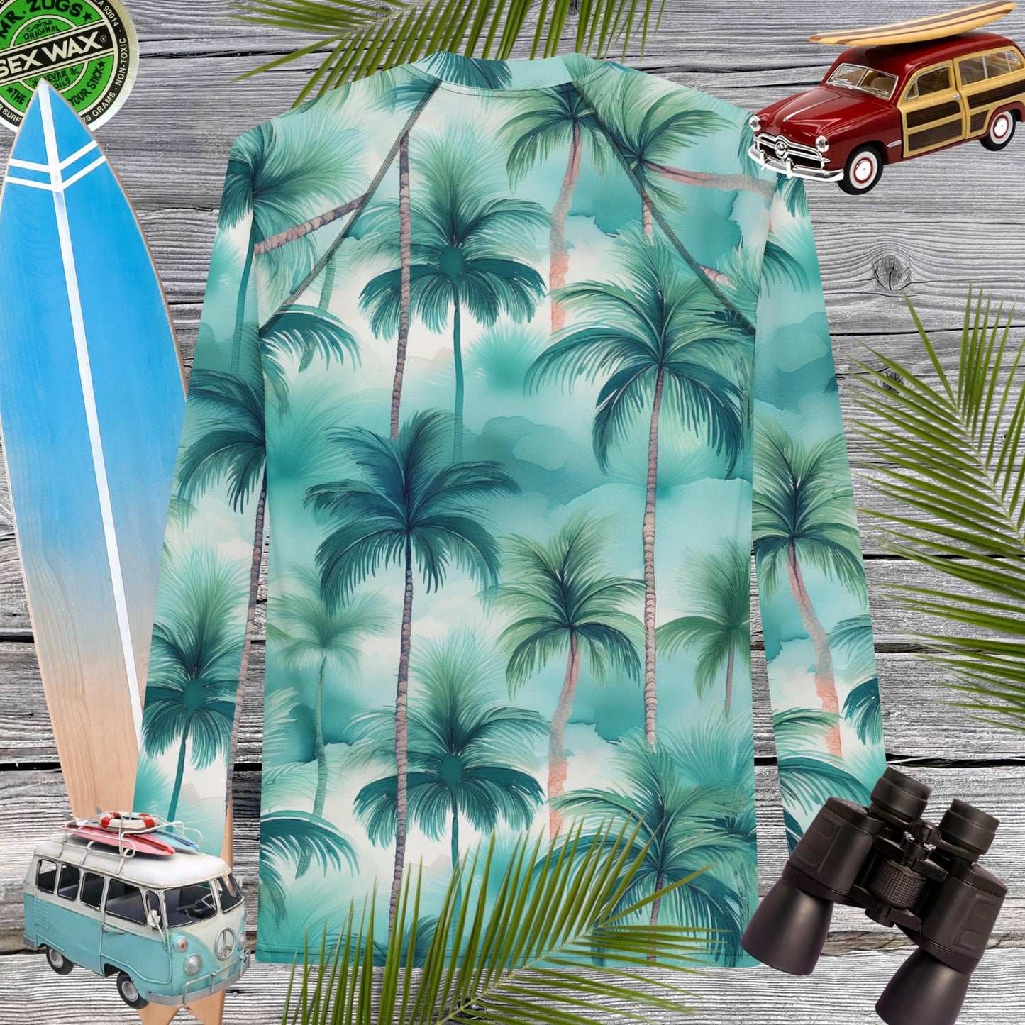 Tropical Palm Trees Sun Rashie | UPF 50+ 🌴 Rash Guards & Swim Shirts