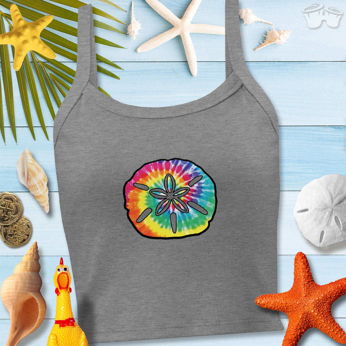Women’s micro-rib tank top | Sand Dollar Beach Print Tank Tops