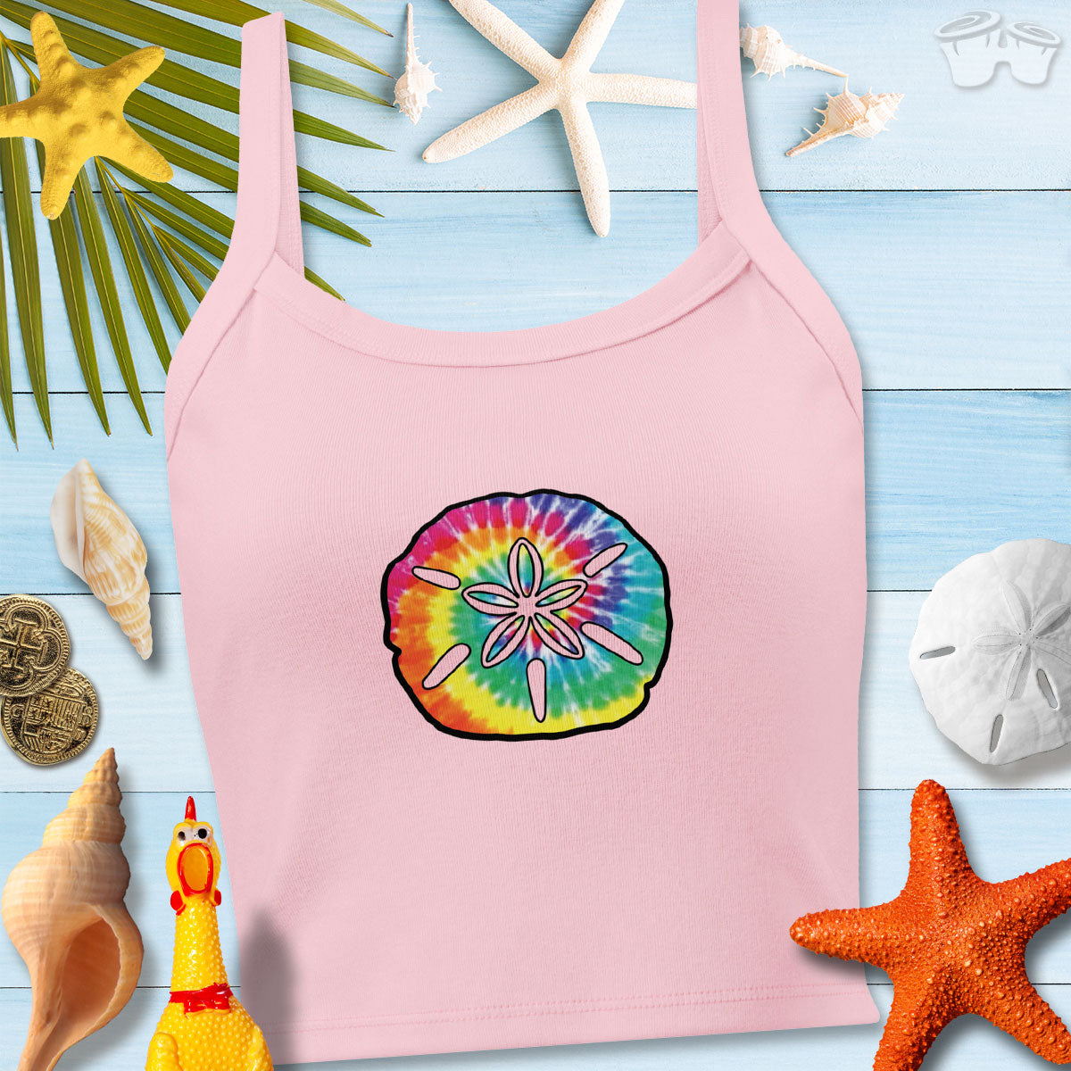 Women’s micro-rib tank top | Sand Dollar Beach Print Tank Tops