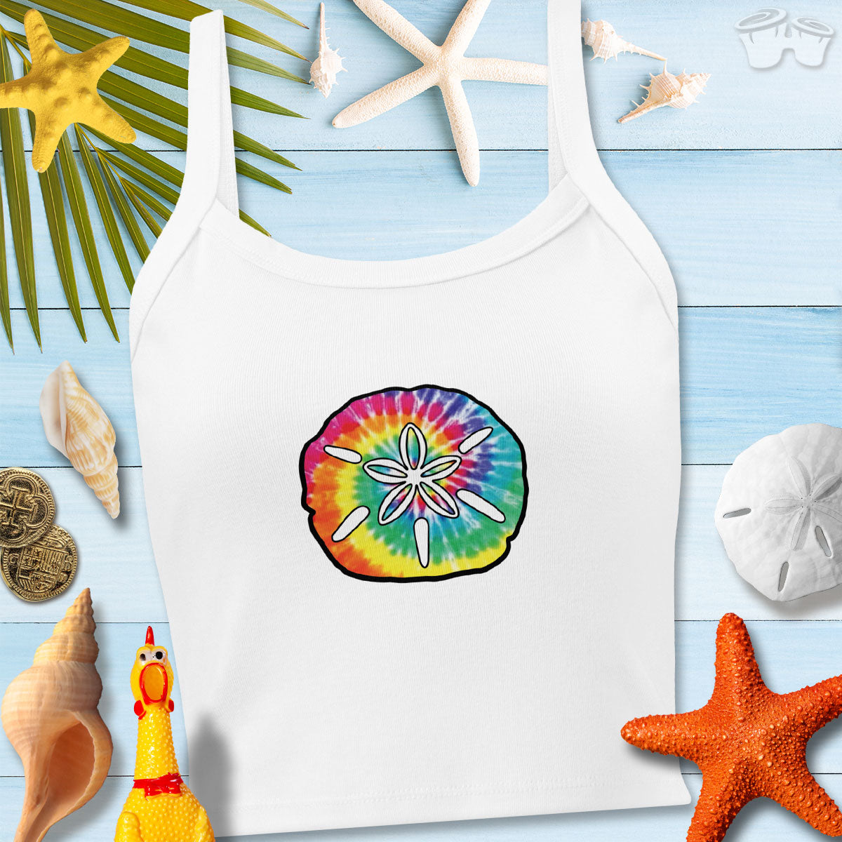 Women’s micro-rib tank top | Sand Dollar Beach Print Tank Tops