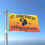 Flag with 'St. Somewhere' text and logo against a blue sky