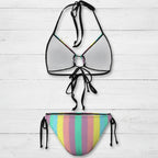 Bikini set with a top and bottom on a white nautical wood background