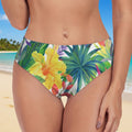 Colorful tropical floral bikini bottom on a white background