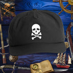 Skull & Bones Surf Cap | Jolly Pirate with a white skull design, perfect for beach adventures and outdoor sports.