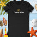 Beach Mom tee on a beach-themed background, perfect for Mother's Day and summer fun.