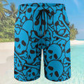 Blue Skull & Bones Beach Shorts shorts with a beach background