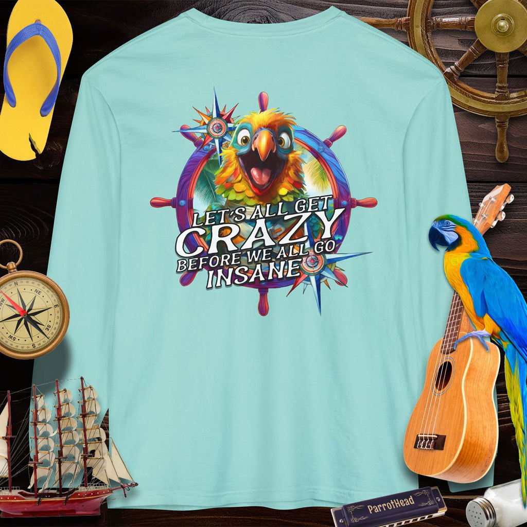 T-Shirts Crazy ParrotHead Long Sleeve T-Shirt - Compass on Front
