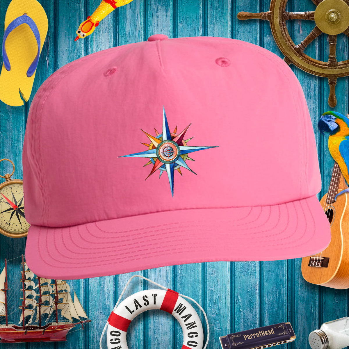 Surf Cap - Coastal Nautical Compass Design Baseball Caps