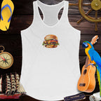 Women's ParrotHead Racerback Tank Top With A Cheeseburger Tank Tops