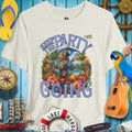 Tropical ParrotHead tee with vibrant colors, perfect for summer parties and celebrations.