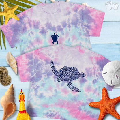Sea Turtle | Zentangle Animal Art | Tie Dye Crop Top Crop Tops