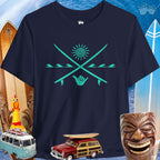 Shaka | Classic Crossed Surfboards On a Beachy Bella Canvas T-Shirt 🤙 T-Shirts