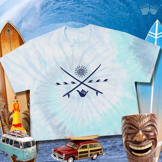 Shaka Sun Crossed Surfboards | Women's Tie-Dye Crop Top 🤙 T-Shirts