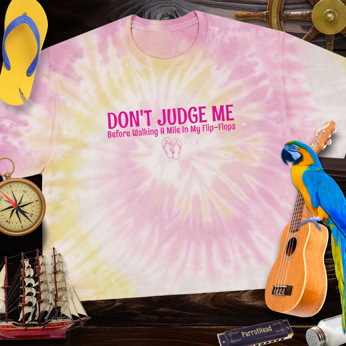Tie-Dye Crop Tee | Don't Judge Me Before Walking a Mile in My Flip-Flops T-Shirts