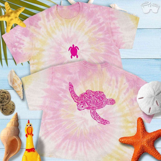 Sea Turtle | Zentangle Animal Art | Tie Dye Crop Top Crop Tops