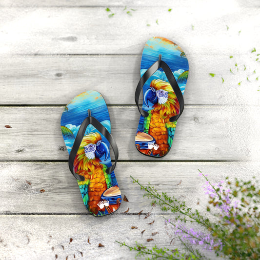 Flip-Flops | Parrot Playing Bongos on the beach | Beach Shoes Sandals