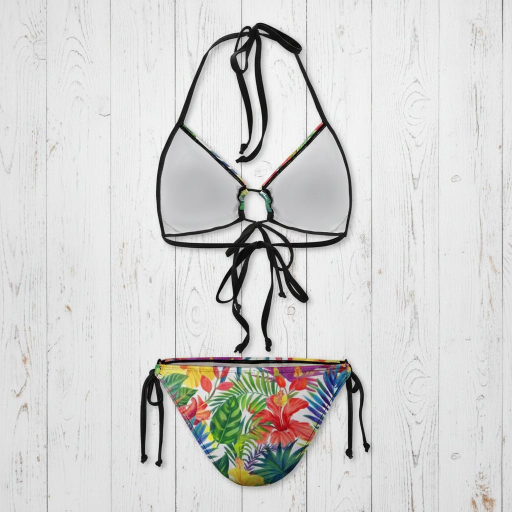 Bikini set with floral design on a white background