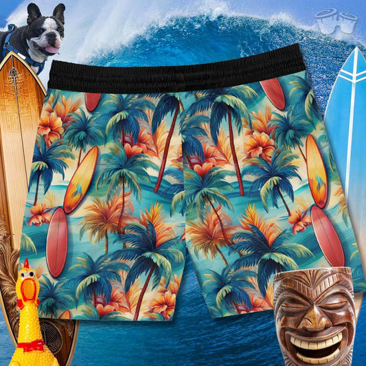 Hawaiian style board short swimsuit with black drawstring