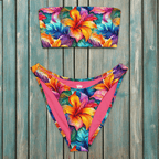Hawaiian Style Floral Pattern on a bandeau bikini
