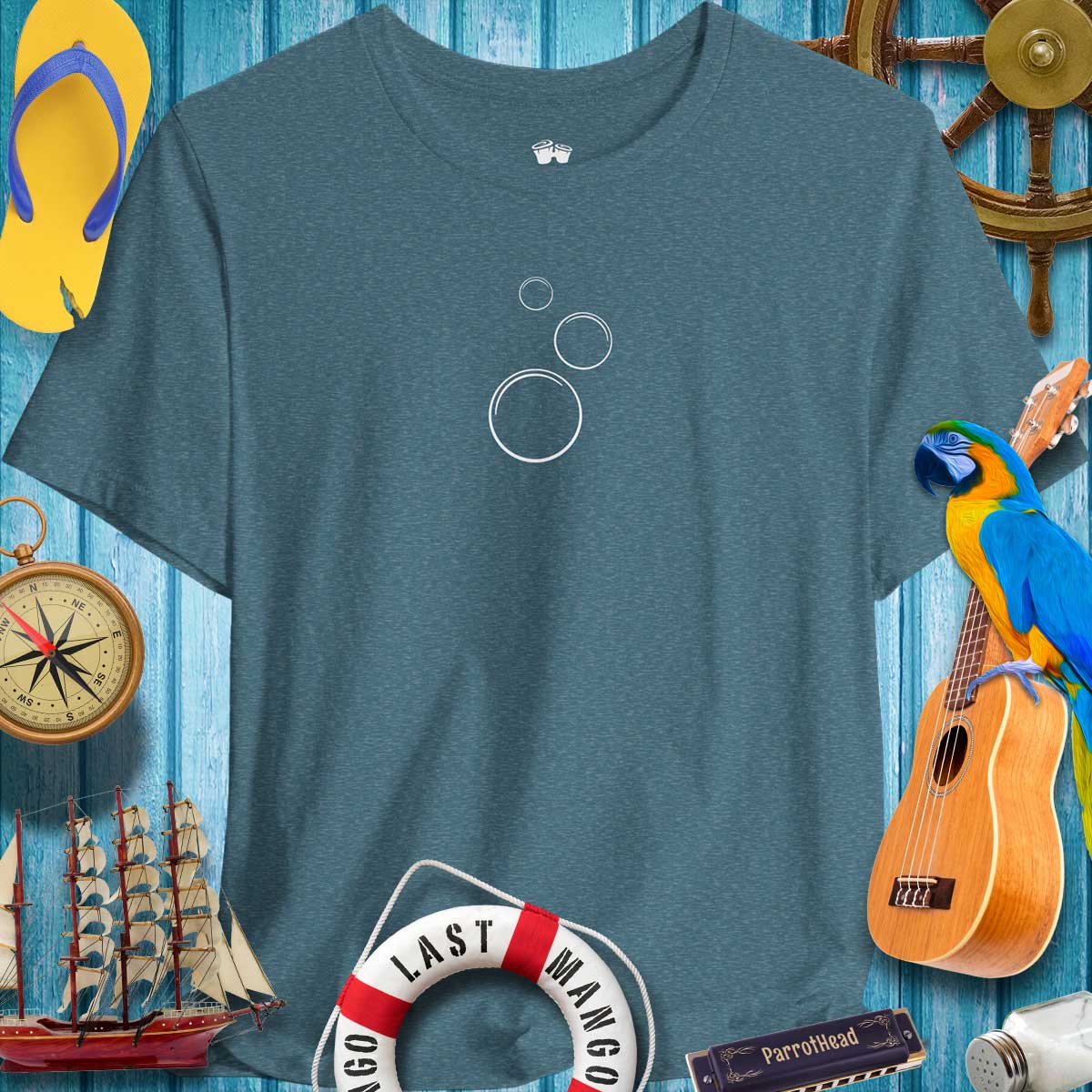 Bubbles Up T-Shirt for ParrotHeads, featuring bubble design, perfect for casual wear and beach outings.