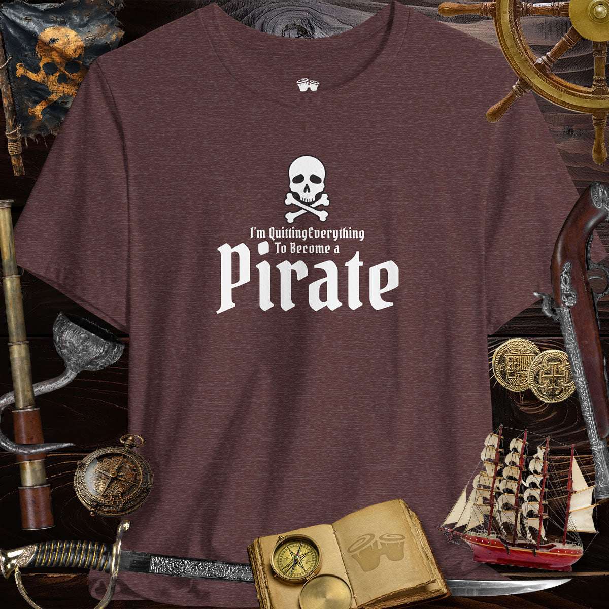 Jolly Roger Pirate Funny Unisex T-Shirt with skull and crossbones design, perfect for casual wear and themed parties.