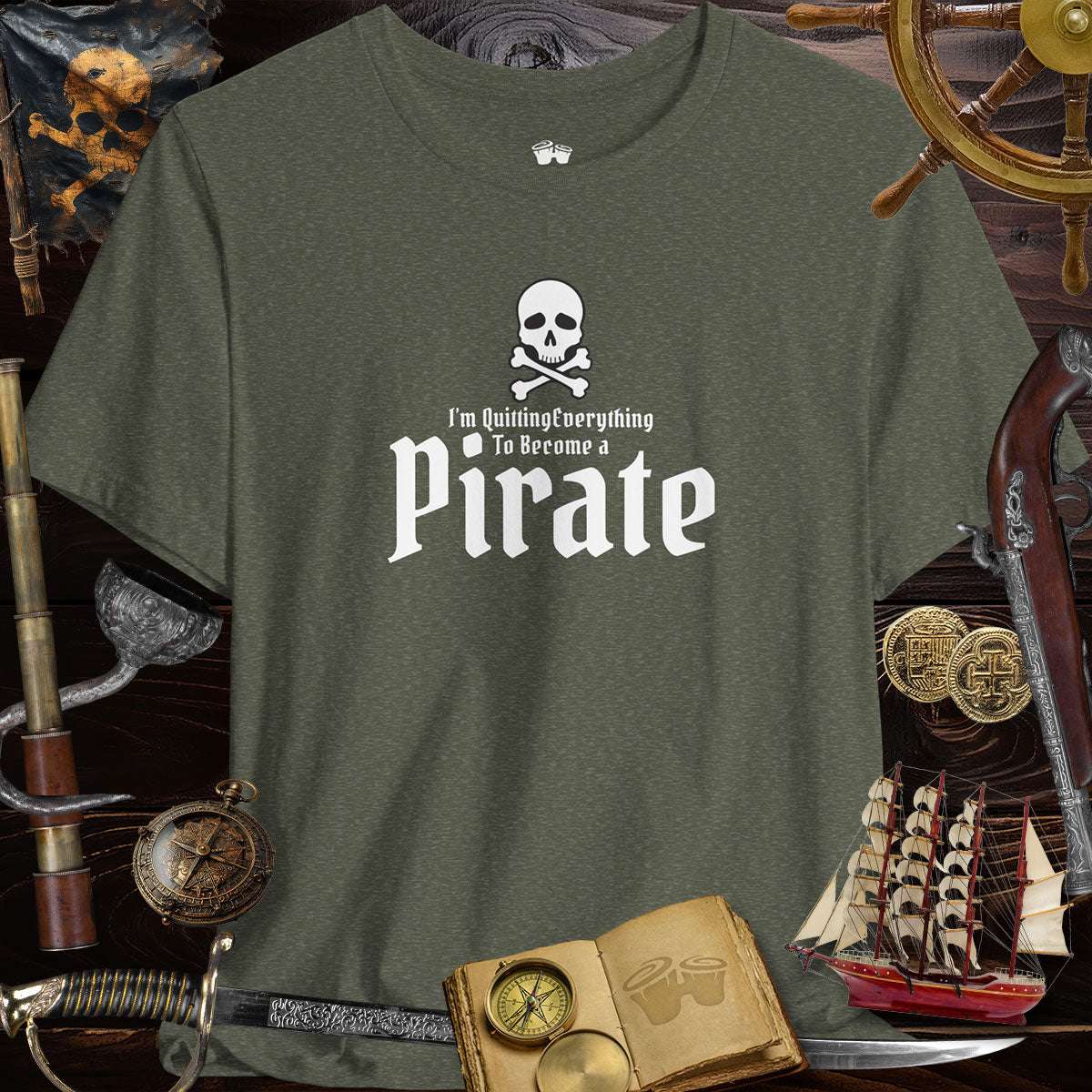 Jolly Roger Pirate Funny Unisex T-Shirt featuring Skull And Crossbones design, perfect for casual adventures.