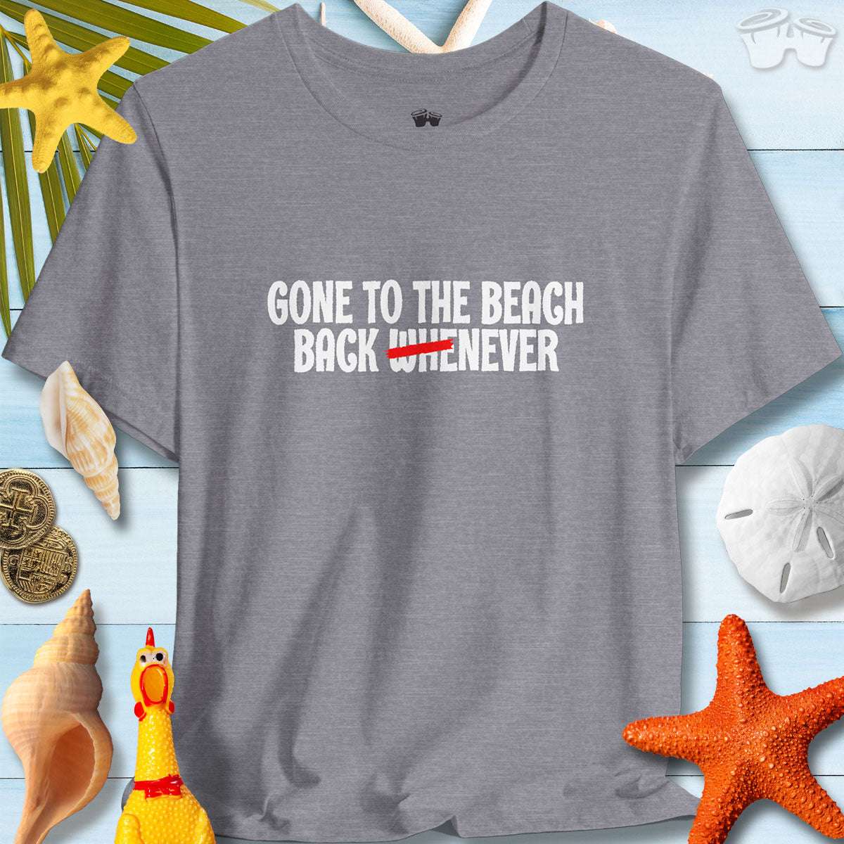Gone to the Beach Unisex Tee in gray, featuring a fun summer phrase, perfect for casual beach outings and vacations.