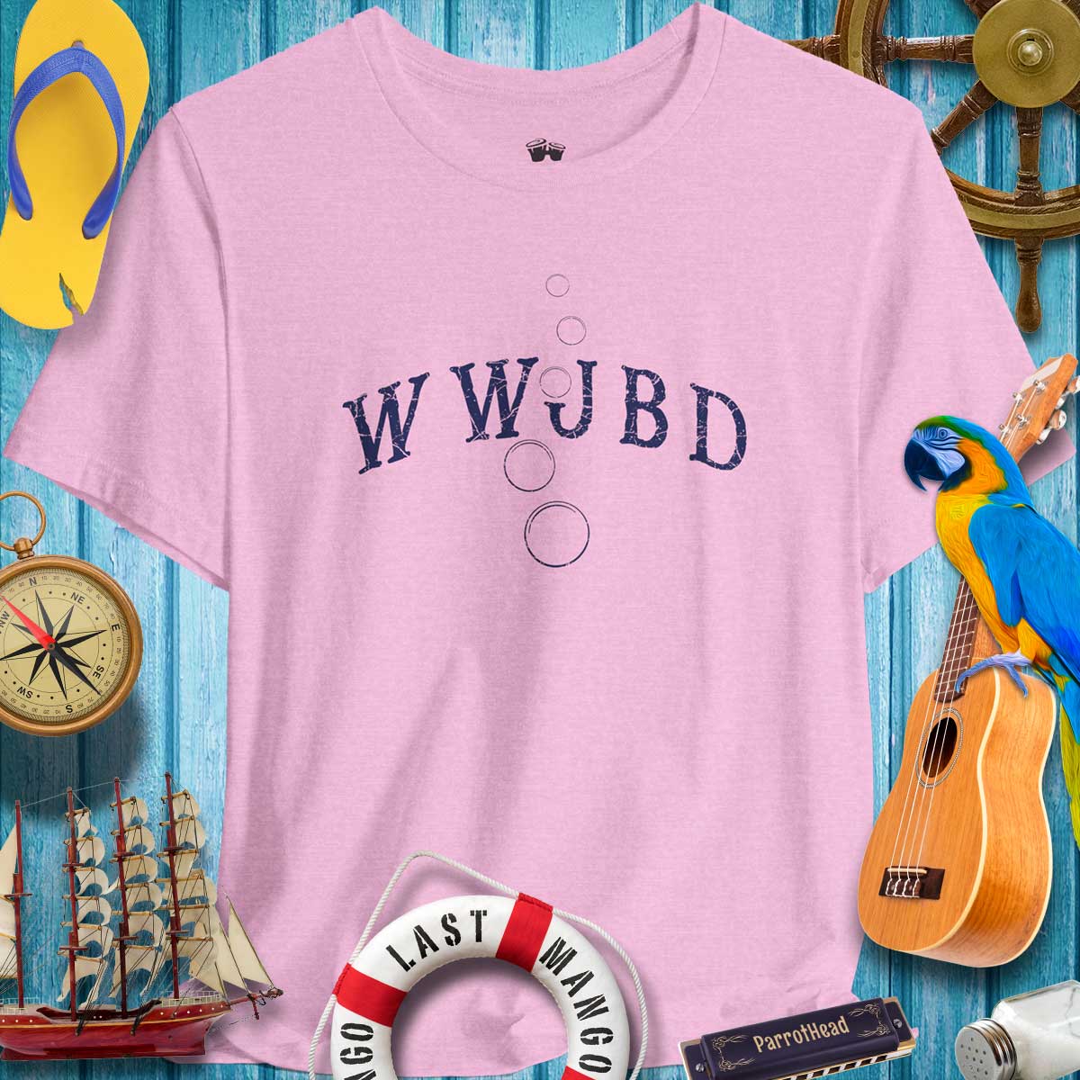 Light Pink Bella Canvas Tee with Bubbles Up WWJBD minimalist design