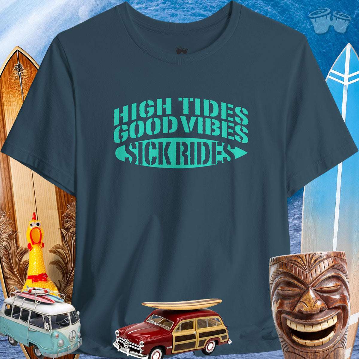 High Tides Good Vibes and Sick Rides | Bella Canvas T-Shirt 🤙 T-Shirts