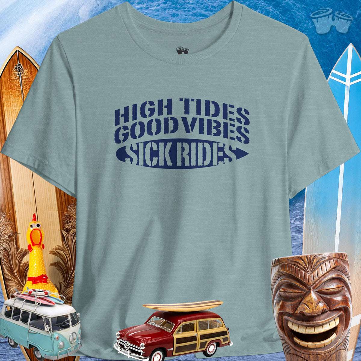 High Tides Good Vibes and Sick Rides | Bella Canvas T-Shirt 🤙 T-Shirts