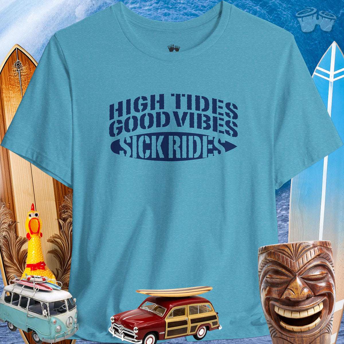 High Tides Good Vibes and Sick Rides | Bella Canvas T-Shirt 🤙 T-Shirts