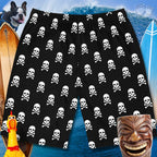 Back of Men's Board Shorts with skull and crossbones pattern