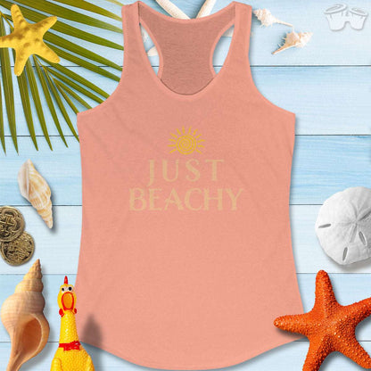 Just Beachy Women's Tank Top in soft peach, perfect for summer beach days and casual outings.