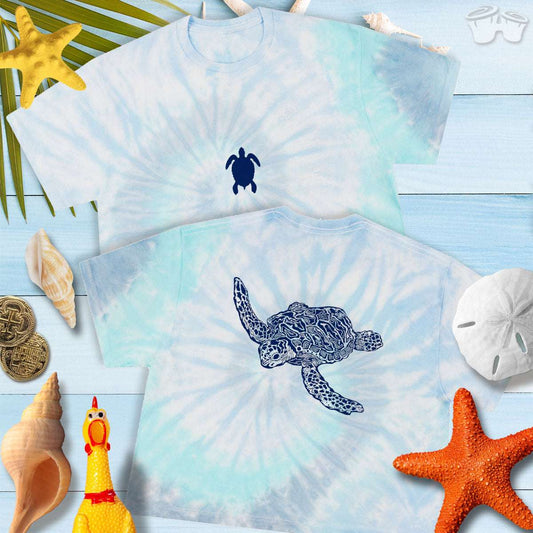 Sea Turtle | Zentangle Animal Art | Tie Dye Crop Top Crop Tops