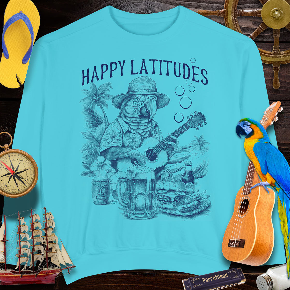 Sweatshirts ParrotHead | Happy Latitudes Sweatshirt with Guitar and Cheeseburger 🌴