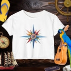 Nautical Style Crop Top | Compass Art Print Crop Tops